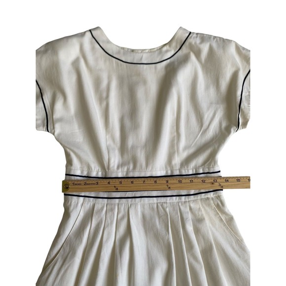 Rare Vintage Lanz Originals Sailor Midi Dress Fit & Flare White Gold Button - Picture 4 of 10